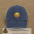 Casquette Bleu marine délavé motif Smiley joyeux 5 cm - vue principale