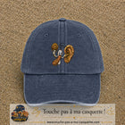 Casquette baseball Bleu marine délavé 100% coton avec visuel Oreille gourmande 7 cm - image produit principale