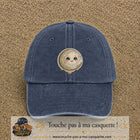 Casquette Bleu marine délavé motif Lune kawaii 7 cm - vue principale