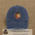 Casquette baseball Bleu marine délavé 100% coton avec visuel Cheval langue tirée 7 cm - image produit principale