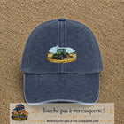 Casquette baseball Bleu marine délavé 100% coton avec motif Tracteur agricole 5 cm - image principale