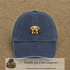 Casquette Bleu marine délavé 100% coton avec motif Chien labrador souriant 5 cm - image principale