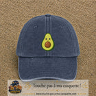 Casquette baseball Bleu marine délavé 100% coton avec visuel Avocat kawaii 7 cm - image produit principale