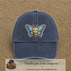 Casquette Bleu marine délavé motif Abeille papillon 7 cm - vue principale