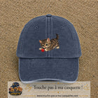 Casquette baseball Bleu marine délavé 100% coton avec motif Chaton joueur 7 cm - image principale