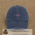 Casquette baseball Bleu marine délavé 100% coton avec visuel Prénom Arthur coloré 3 cm - image produit principale
