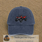 Casquette Bleu marine délavé 100% coton avec motif Quad rouge tout-terrain 7 cm - image principale