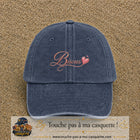 Casquette baseball Bleu marine délavé 100% coton avec visuel Bisous cœur 5 cm - image produit principale