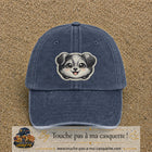 Casquette Bleu marine délavé motif Chiot peluche 7 cm - vue principale
