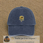 Casquette Bleu marine délavé motif Tournesol patch 5 cm - vue principale