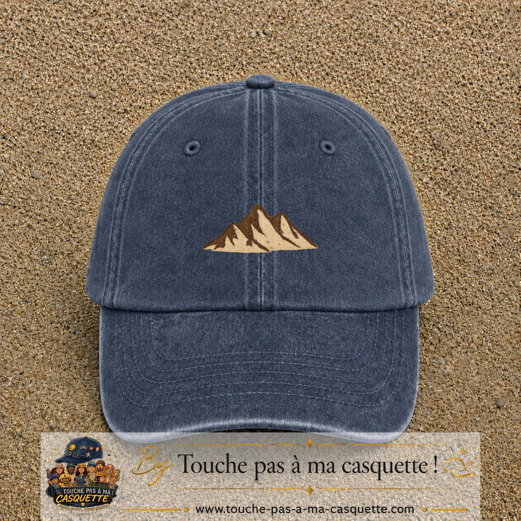 Casquette Bleu marine délavé 100% coton avec motif Montagnes bohèmes 3 cm - image principale