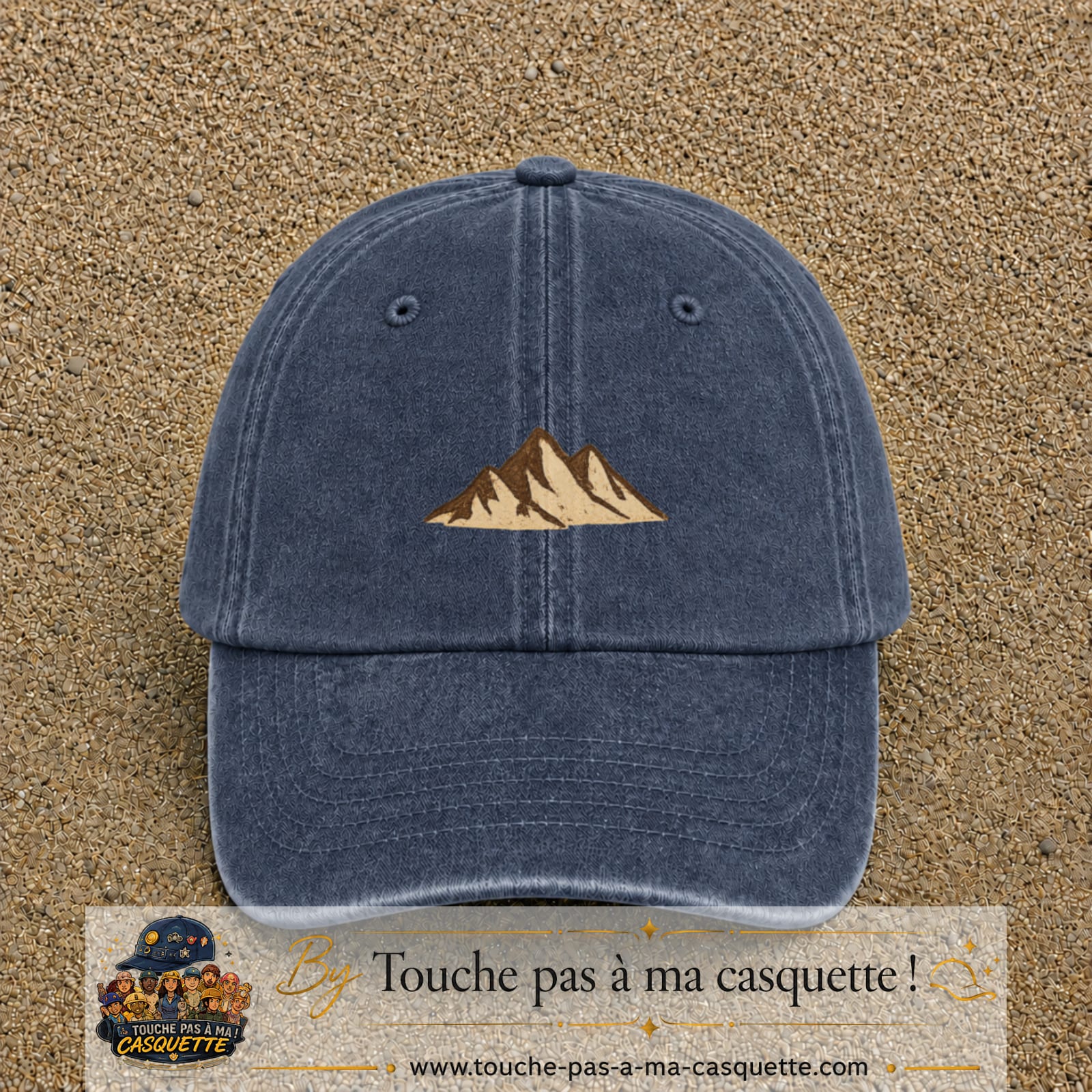 Casquette Bleu marine délavé 100% coton avec motif Montagnes bohèmes 3 cm - image principale