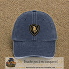 Casquette baseball Bleu marine délavé 100% coton avec visuel Écusson rhinocéros 7 cm - image produit principale