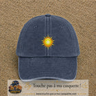 Casquette baseball Bleu marine délavé 100% coton avec motif Soleil rayonnant 5 cm - image principale