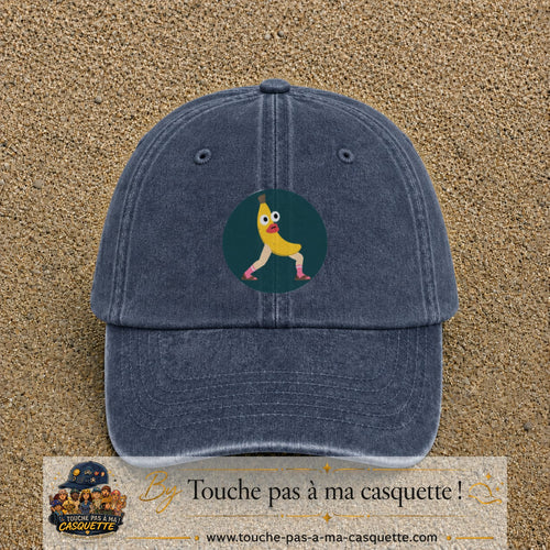 Casquette baseball Bleu marine délavé 100% coton avec visuel Banane drôle 7 cm - image produit principale