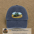 Casquette baseball Bleu marine délavé 100% coton avec motif Tracteur agricole 7 cm - image principale