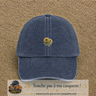 Casquette Bleu marine délavé motif Duo de tournesols 3 cm - vue principale