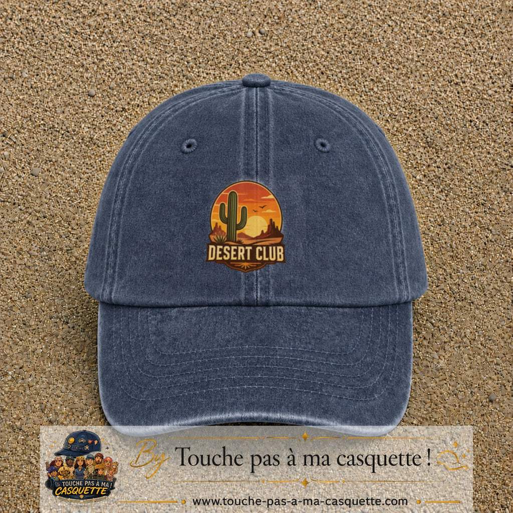 Casquette Bleu marine délavé 100% coton avec motif Desert Club cactus 7 cm - image principale