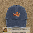 Casquette Bleu marine délavé motif Poulpe marin 5 cm - vue principale