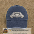 Casquette Bleu marine délavé motif Mains formant un cœur 7 cm - vue principale