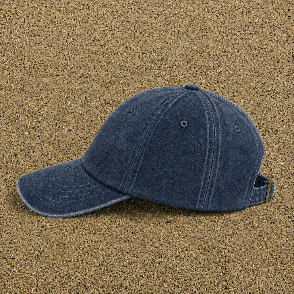 Casquette baseball Bleu marine délavé en coton avec motif Prénom Ambre fleuri 7 cm – vue couleur 4