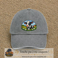 Image principale produit72grosGR - casquette Gris délavé avec visuel Vache paysage 7 cm
