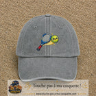 Image principale produit80grosGR - casquette Gris délavé avec visuel Tennis raquette balle 7 cm