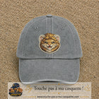 Image principale produit39grosGR - casquette Gris délavé avec visuel Lion souriant 7 cm