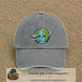 Image principale produit115grosGR - casquette Gris délavé avec visuel Monde kawaii avion 7 cm