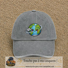 Image principale produit115grosGR - casquette Gris délavé avec visuel Monde kawaii avion 7 cm