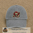 Casquette Gris délavé 100% coton avec motif Lion rouge rugissant 7 cm - image principale