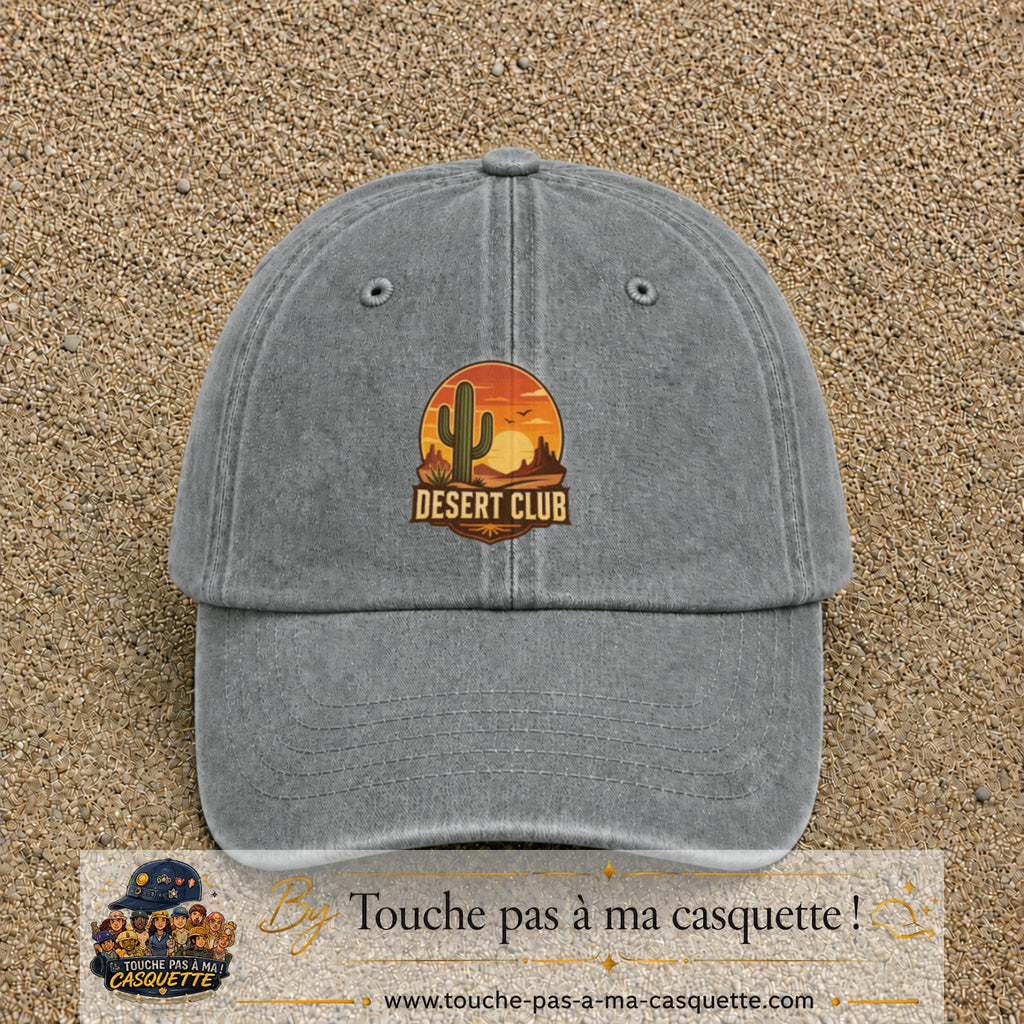 Casquette Gris délavé 100% coton avec motif Desert Club cactus 7 cm - image principale