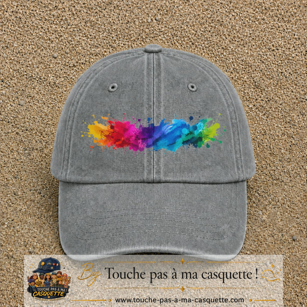 Casquette baseball Gris délavé 100% coton avec visuel Éclaboussure peinture 7 cm - image produit principale