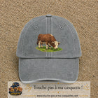 Casquette baseball Gris délavé 100% coton avec motif Vache brune 7 cm - image principale