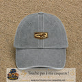 Casquette baseball Gris délavé 100% coton avec visuel Cheval en course 3 cm - image produit principale