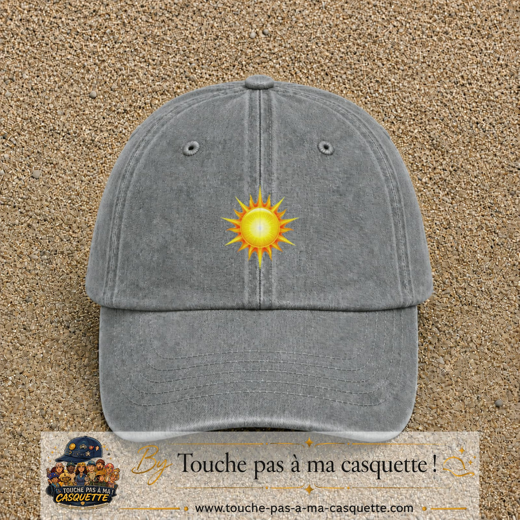 Casquette baseball Gris délavé 100% coton avec motif Soleil rayonnant 5 cm - image principale