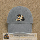 Casquette baseball Gris délavé 100% coton avec motif Chien joueur 7 cm - image principale