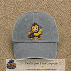 Casquette baseball Gris délavé 100% coton avec motif Singe à la banane 7 cm - image principale