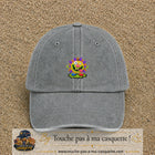 Casquette baseball Gris délavé 100% coton avec visuel Monstre rigolo 5 cm - image produit principale