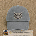 Casquette Gris délavé motif Hibou sage 7 cm - vue principale