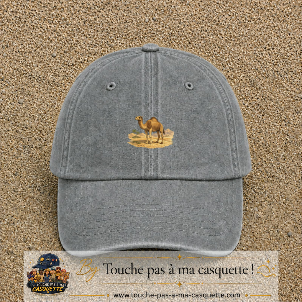 Casquette baseball Gris délavé 100% coton avec motif Chameau du désert 5 cm - image principale