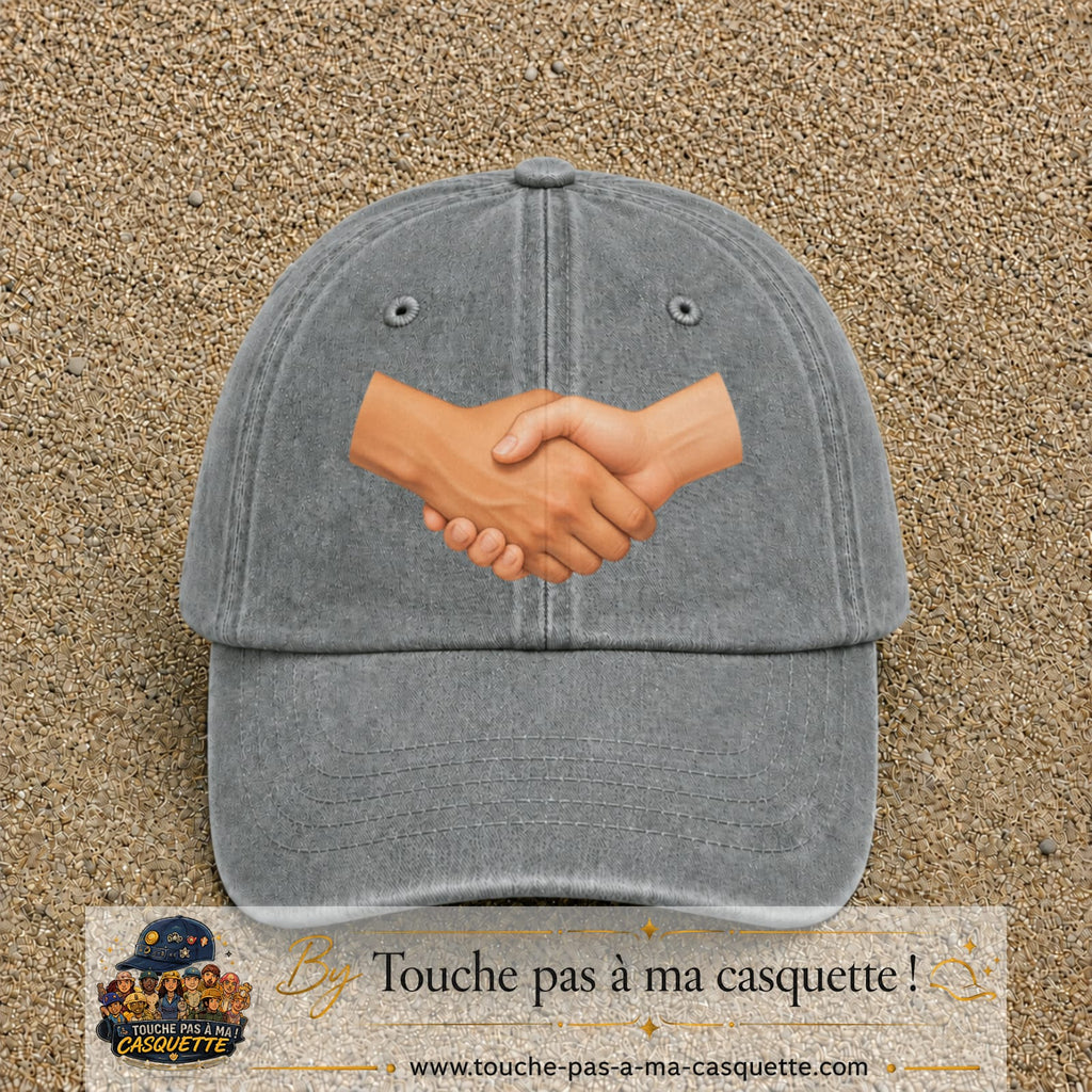Casquette Gris délavé 100% coton avec motif Poignée de main 7 cm - image principale