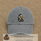 Casquette baseball Gris délavé 100% coton avec visuel Canard hip-hop 7 cm - image produit principale