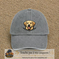 Casquette Gris délavé 100% coton avec motif Chien labrador souriant 7 cm - image principale