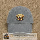 Casquette Gris délavé 100% coton avec motif Chien labrador souriant 7 cm - image principale