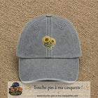 Casquette Gris délavé motif Duo de tournesols 5 cm - vue principale