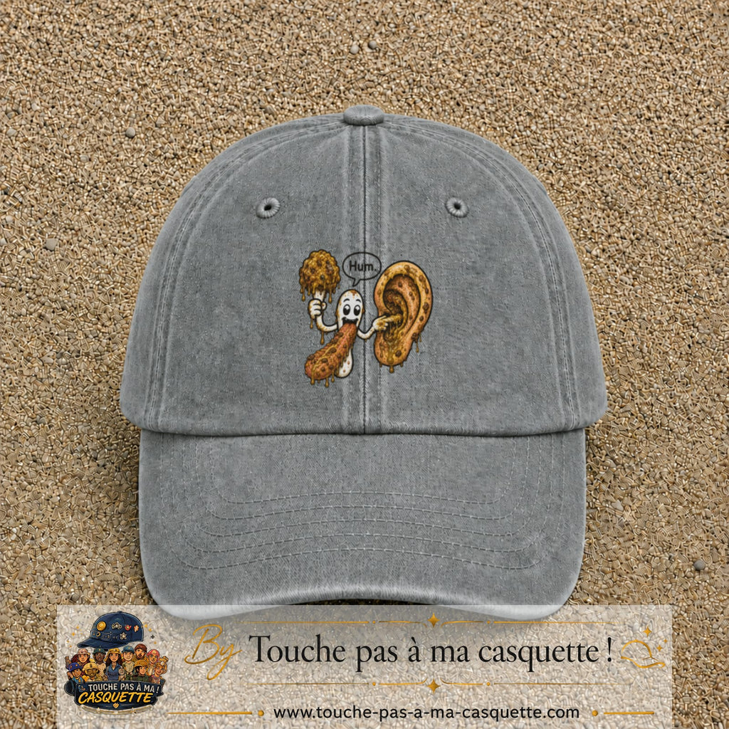 Casquette baseball Gris délavé 100% coton avec visuel Oreille gourmande 7 cm - image produit principale