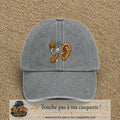 Casquette baseball Gris délavé 100% coton avec visuel Oreille gourmande 7 cm - image produit principale