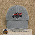 Casquette Gris délavé 100% coton avec motif Quad rouge tout-terrain 7 cm - image principale