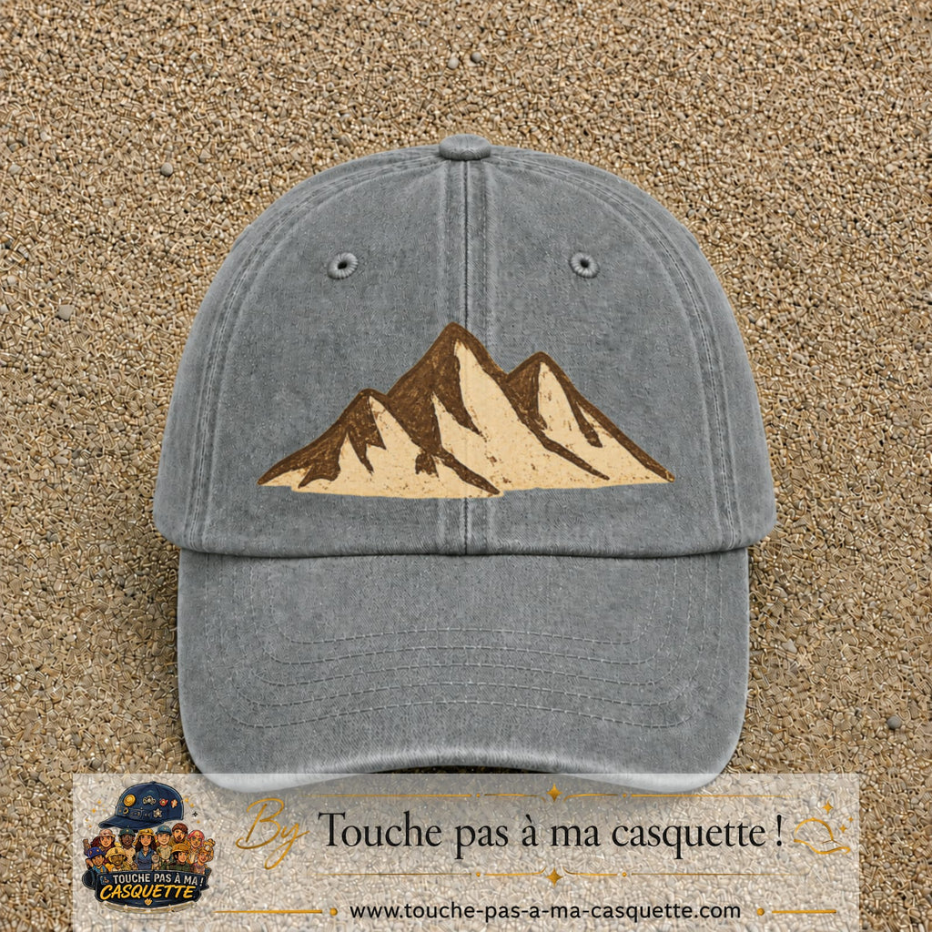 Casquette Gris délavé 100% coton avec motif Montagnes bohèmes 7 cm - image principale